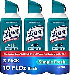 3-Pack 10-Oz Lysol Air Sanitizer Spray (Simple Fresh) $11.78