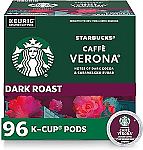 96-Count Starbucks K-Cup Dark Roast Coffee Pods $32