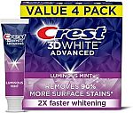 4-pack Crest 3D Teeth Whitening Toothpaste 3.7 oz $9