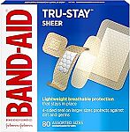 80 Ct Band-Aid Brand Tru-Stay Sheer Strips Adhesive Bandages $2.60