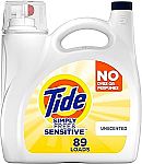 117-Oz Tide Simply Liquid Laundry Detergent Free & Sensitive (4 for $30)