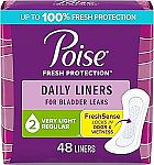 48-Ct Poise Daily Incontinence Very Light Panty Liners $2.45