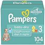 104 count Pampers Baby Dry Extra Protection Diapers Super Pack Size 3 $17 and more