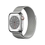 Apple Watch Series 8 GPS + Cellular 41mm Silver Stainless Steel Case with Silver Milanese Loop $349