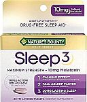 30-Ct Tri-Layered Tablets Nature's Bounty Sleep3 10mg Melatonin $2.90