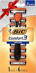 BIC Comfort 3 Refillable Disposable Razor 1 Handle and 6 Cartridges (2 for $7.70)