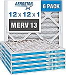 6-pack Aerostar 12x12x1 MERV 13 Pleated Air Filter $10
