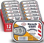 12-Pack 3.75-Oz Beach Cliff Wild Caught Sardines (Mustard Sauce) $5