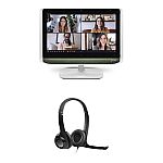 Poly Studio P21 21.5" Monitor & Logitech H390 Headset Bundle $60