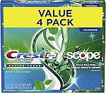 4-Pk 5.5-Oz Crest Whitening Plus Scope Complete Active Fresh + Whitening Sensitive Toothpaste $7.69