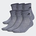 6-Pairs adidas Men's Athletic Cushioned Socks $6.40