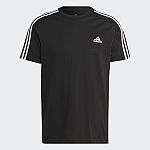 adidas Men's Essentials Single Jersey 3-Stripes Tee (black or grey) $6