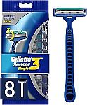 8 Count Gillette Sensor3 Simple Men's Disposable Razors $6.62