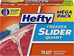 74 Count Hefty Slider Freezer Kitchen Storage Bags, Quart Size $5
