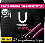 45 Count U by Kotex Tampons, Click Compact $3.48