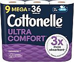 27-Count Cottonelle Ultra Comfort Toilet Paper Mega Rolls $18.50