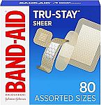 80 Count Band-Aid Brand Tru-Stay Sheer Strips Adhesive Sterile Bandages $2.79