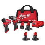 Milwaukee M12 FUEL 12-Volt Lithium-Ion Brushless Cordless Hammer Drill and Impact Driver Combo Kit $199.99