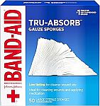 50 Count Band Aid Brand First Aid Products Tru-Absorb Sterile Gauze Sponges 4"x4" $2.55