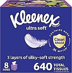 2X 8-Pack 80-Count Kleenex Ultra Soft Facial Tissues $14.77