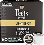 60 Count Peet's Coffee, Light Roast Keurig K-Cup Pods - Luminosa Breakfast Blend $25.39