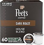 60 Count Peet's Coffee, Dark Roast Keurig K-Cup Pods - House Blend $23