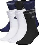 6-Pair adidas Men's Arch Compression Athletic Cushioned Crew Socks $8.44