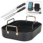 Viking Hard Anodized Roaster And Double Bonus (2pc Carving Set And Thermometer) $99.99