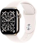 Apple Watch Series 11 [GPS + Cellular 42mm] Smartwatch with Gold Titanium Case with Light Blush Sport Band 42mm $579.97