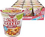 12-Pack 2.25 oz Nissin Cup Noodles Soup, Beef Flavor $4.22