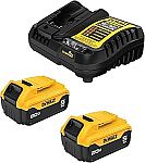 2-Pack DEWALT DCB205-2c 20V MAX 5.0 Ah Lithium-Ion Battery and Charger $99.99