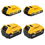 Home Depot Powertool sale: DEWALT 20V MAX Li-Ion Battery Set (4-pack) $99 and more