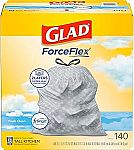 140-Ct 13-Gallon Glad ForceFlex Tall Kitchen Trash Bags (Fresh Clean) $13.96