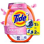 45 Count Tide Power PODS Laundry Detergent Pacs with Downy Soft Boosters $4.88