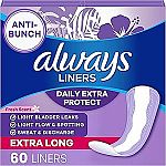 60-Ct Always Daily Extra Protect Extra Long Liner $5.64