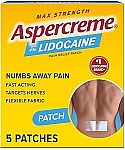 5 Count Aspercreme Max Strength Lidocaine Pain Relief Patch $3.10