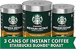 6 Tins Starbucks Premium Instant Coffee, Blonde Roast $33