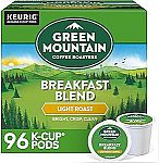 96-Count Green Mountain Coffee Roasters Single-Serve Keurig K-Cup Pods (Breakfast Blend) $20.80 (Reg $38.38)