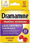 12 Count Dramamine Chewable Less Drowsy, Motion Sickness Relief $2.35