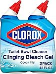 2-Pack 24-Oz CLOROX Clinging Bleach Gel Toilet Bowl Cleaner $3.74