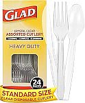 24-Ct Glad Crystal Clear Assorted Plastic Cutlery $1