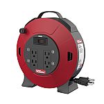 HYPER TOUGH 25 ft. Retractable Cord Reel, 4 Outlets, on/off switch & 16AWG SJT $13