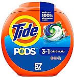 57-Ct Tide PODS Liquid Laundry Detergent (Original Scent) $9.25