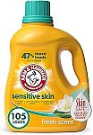 105-Oz Arm & Hammer Sensitive Skin Liquid Laundry Detergent (Fresh Scent) $7