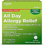 30-Count Amazon Basic Care All Day Allergy Cetirizine Hydrochloride Tablets $1.91