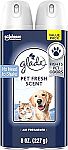 2-Count 8-Oz Glade Air Freshener Room Spray (Pet Fresh Scent $2.75 (Reg $5)