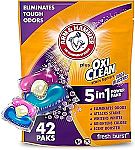 42-Ct ARM & HAMMER Plus OxiClean With Odor Blasters Laundry Detergent 5-IN-1 Power Paks $5.67