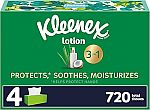 4-Box 180-Sheets Kleenex Lotion Facial Tissues $8.28 (Reg $13.49)