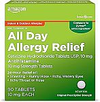 90-Ct Amazon Basic Care Cetirizine Hydrochloride Tablets, 10 mg $5