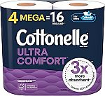 4-Pack 244-Sheets Cottonelle Ultra Comfort Toilet Paper Mega Rolls $3.75